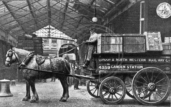 Horse dray loaded with Manchester goods.
